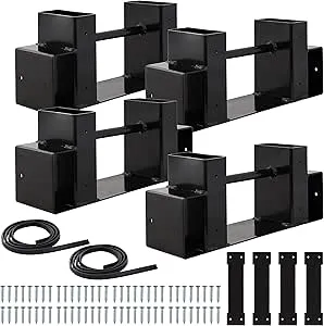 Sunnydaze Adjustable Steel Log Rack Brackets with Accessory Kit - Black