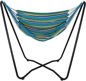 Sunnydaze Hanging Rope Hammock Chair with Space-Saving Stand