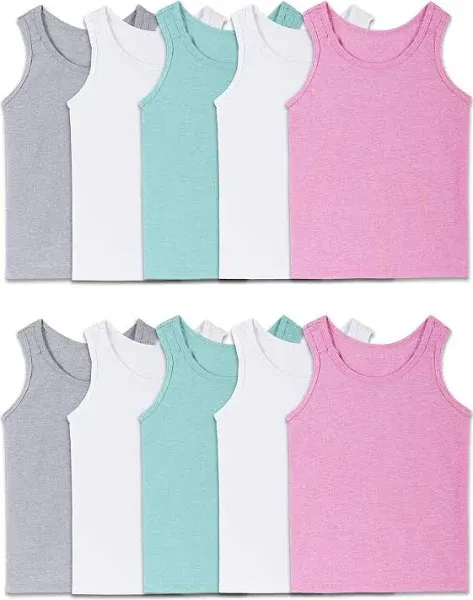 Fruit of the Loom Girls' Undershirts, Layering Tank Tops, 10 Pack M(8-10)