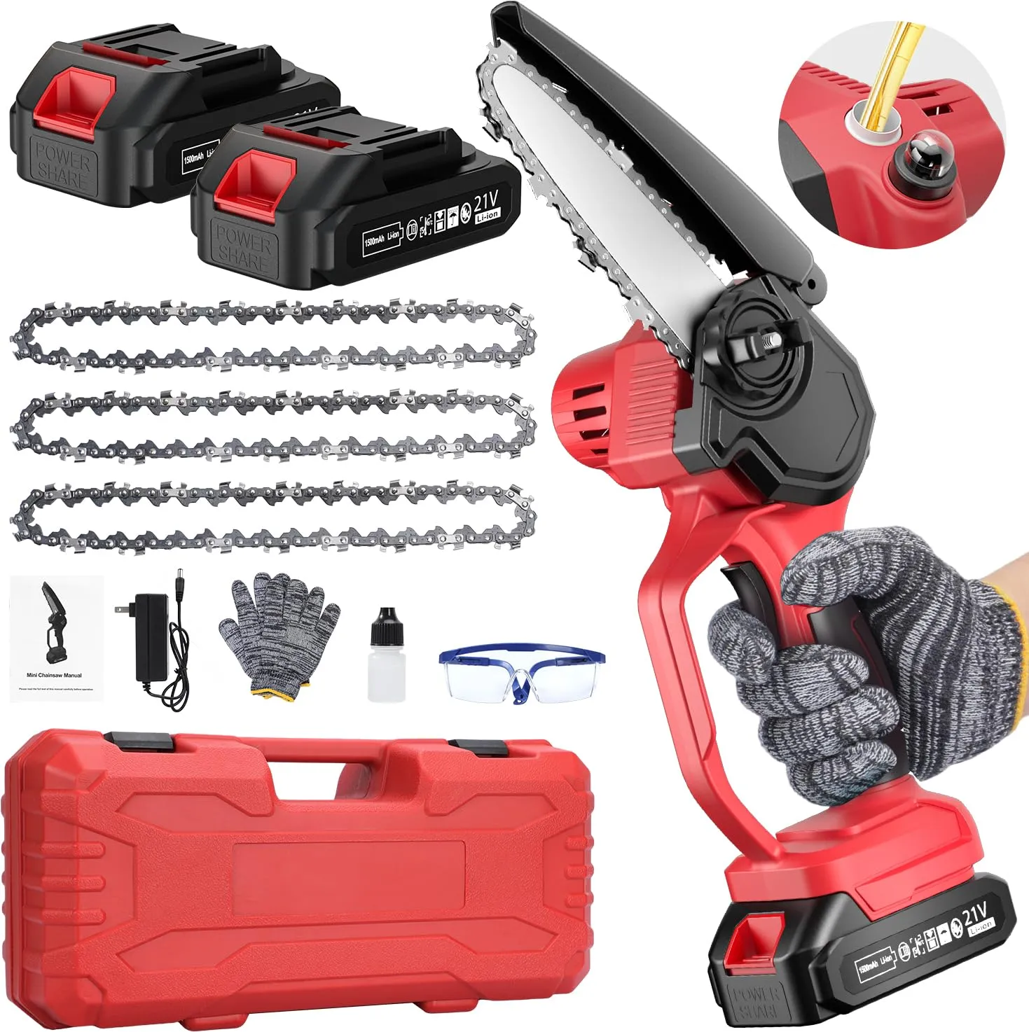 Mini Chainsaw Mini Chainsaw 6 Inch Cordless with 2 Battery2024 Upgrade Handhe...