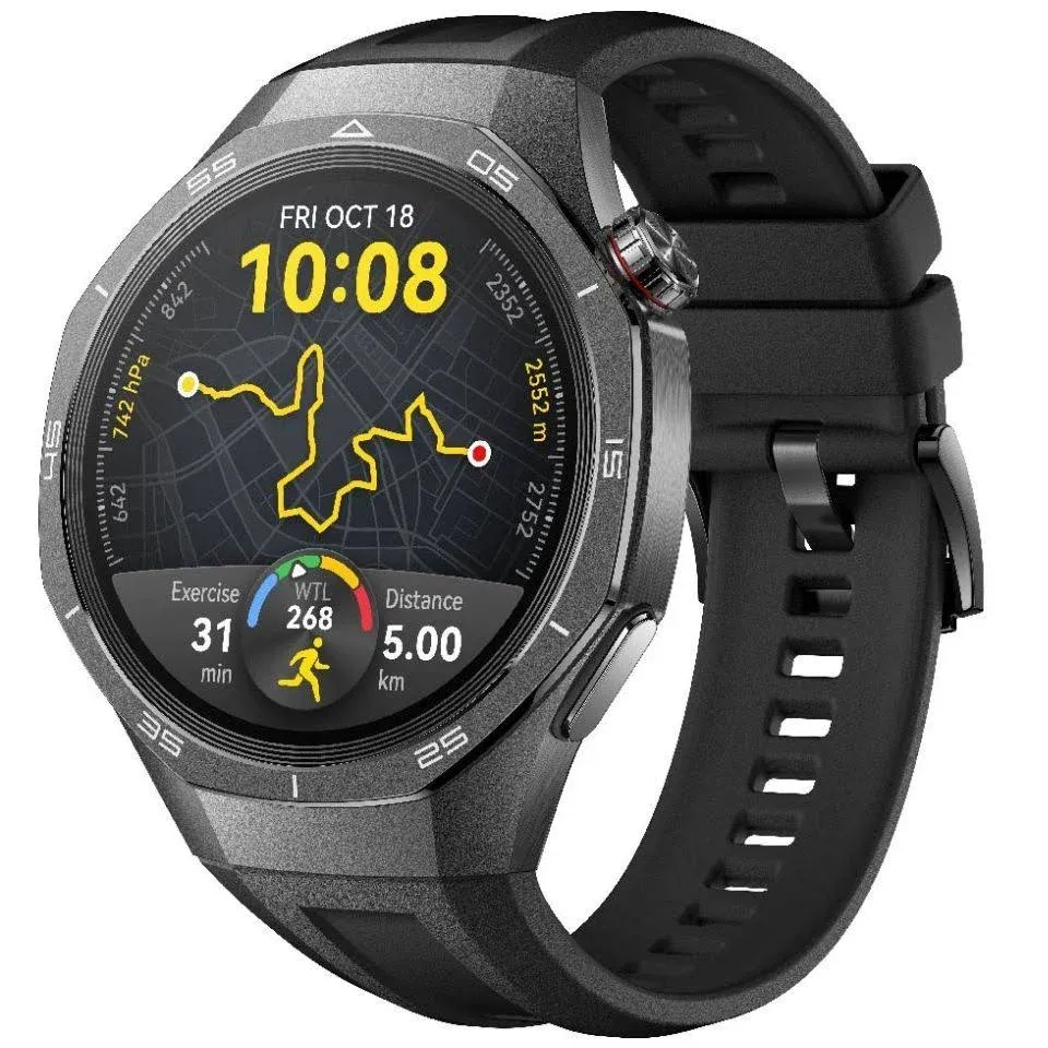 HUAWEI WATCH GT 5 Pro (46 mm, Black) with Fluoroelastome<wbr/>r Strap - Bluetooth