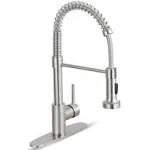 OWOFAN Kitchen Faucet with Pull Down Sprayer Brushed Nickel Stainless Steel Sing