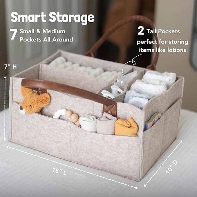 Lily Miles Baby Diaper Caddy Organizer - Nursery Large (Pack of 1), Sand 