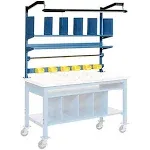 Global Industrial 606971 Riser Kit w/ Dividers Shelves & LED Light Kit, 60"W, Blue