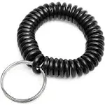 Juvale Spiral Wrist Key Chain Coil Bracelet (100 Pack), Black