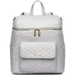 Luli Bebe Monaco Faux Leather Diaper Backpack Stone Grey