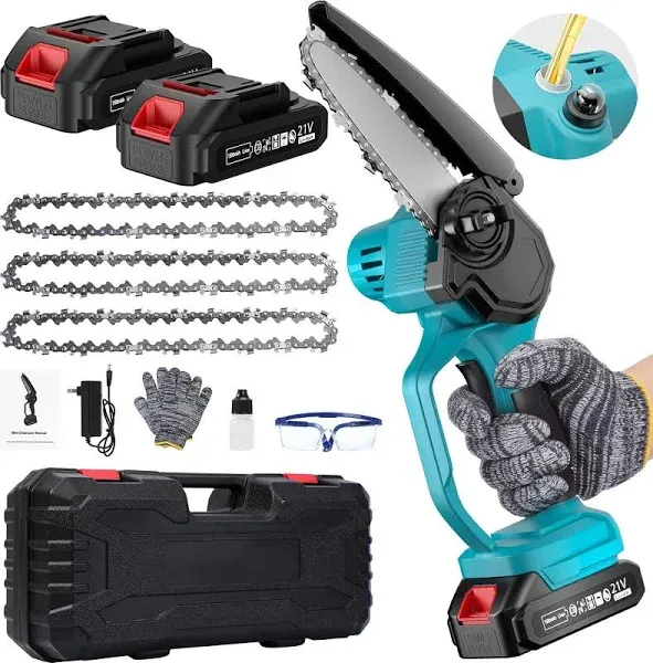 Mini Chainsaw, Mini Chainsaw 6 Inch Cordless with 2 Battery,2024 Upgrade