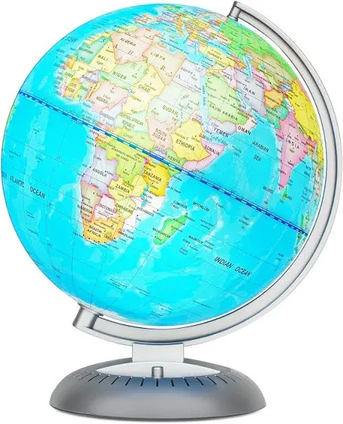 Durable Illuminated World Globe with Non-Tip Base - Fun Learning for Ages 8-12