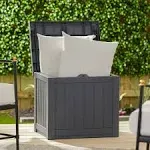 Suncast 22 Gallon Outdoor Patio Small Deck Box with Storage Seat, Cyberspace