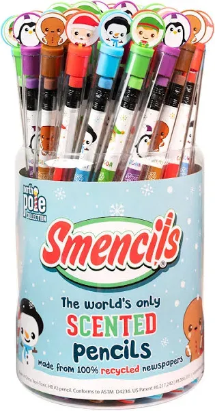 Scentco Holiday Smencils Cylinder - HB #2 Scented Pencils, 50 Count, Gifts for Kids, Party Favors