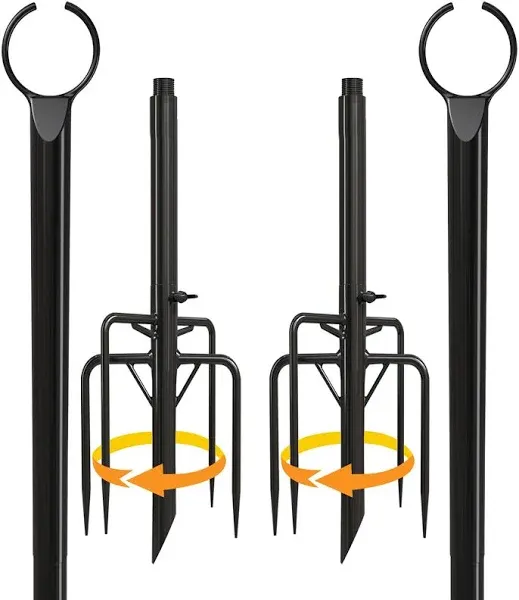 String Light Poles Circle, 9FT Light Poles for Outside String Lights with 2 i...