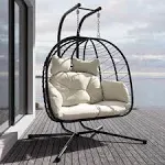 Double Indoor/Outdoor Wicker Swing Egg Chair Hammock Foldable Hanging Lovesea...