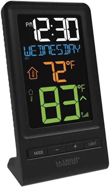 Wireless Temp &amp; Humidity Station, Black Indoor/Outdoor Thermometer ,Accurate Rea