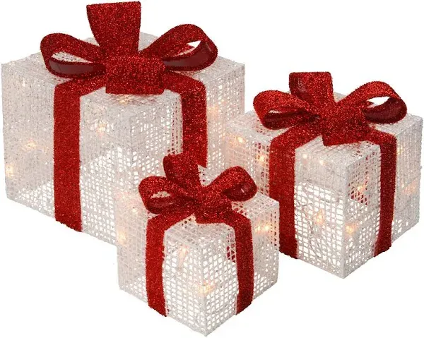 National Tree Company 3-Piece Pre-Lit Gift Box Set