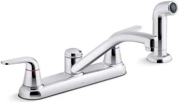 KOHLER Kitchen Faucet Jolt Double Handle Pull Out Spray Wand Polished Chrome