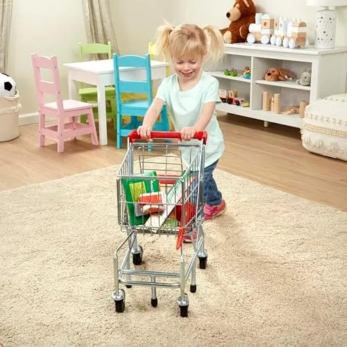 Melissa & Doug Toy Shopping Cart with Sturdy Metal Frame