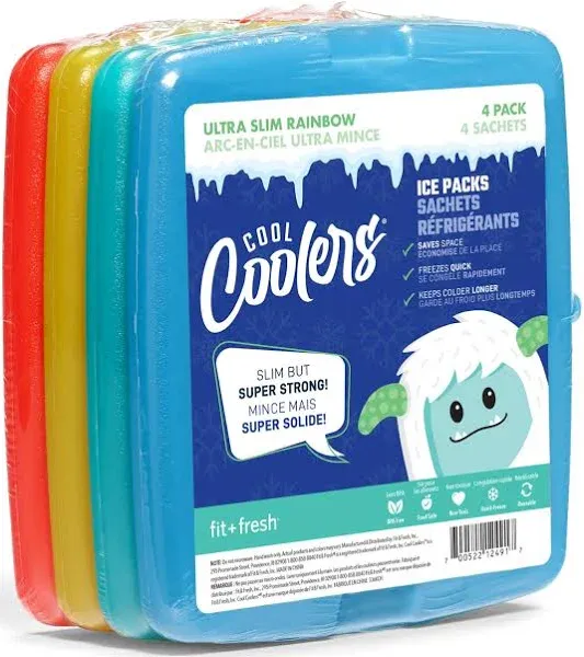 Blue Set Cool Coolers Slim Ice Packs For Lunch Box Bag By Fit Fresh