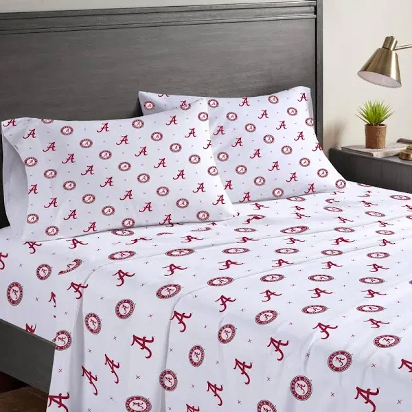 Pegasus Sports NCAA Alabama Crimson Tide Small X Queen Sheet Set