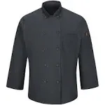 Red Kap Men's Chef Coat with OilBlok + Mimix, Charcoal - XL