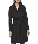 Cole Haan Women's Wool-Blend Wrap Coat - Black - Size 10