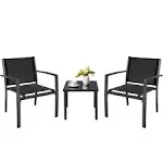 Devoko Textilene Bistro Set Outdoor Patio Furniture Modern Porch 3 Pieces Set of 2 Chairs with Coffee Table