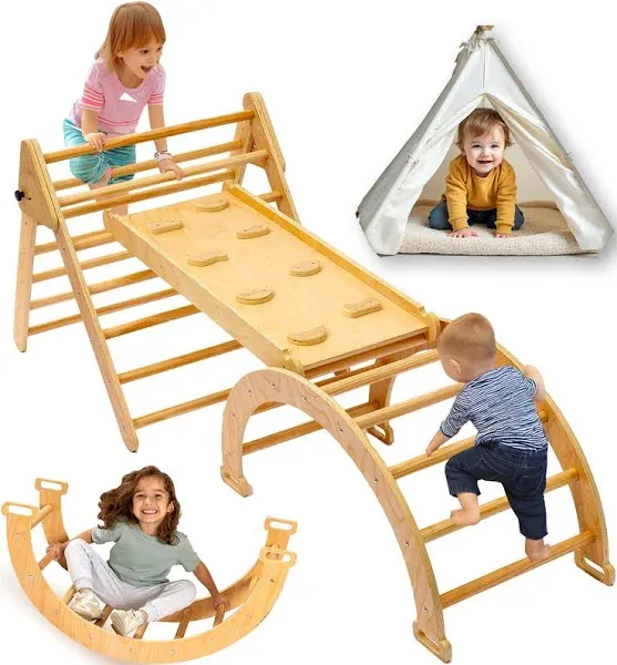 Nimboo 5 in 1 Pikler Triangle Set Montessori Climbing Set Toddler Climbing Toys Indoor