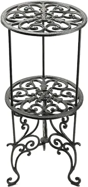 Heavy Duty Cast Iron Potted Plant Stand, 26" 2 Tiers Metal Planter Rac