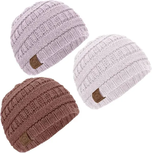 3-Pack Baby Beanies, Baby Hats - Newborn Hats, Baby Boy Hats, Baby Girl Hats, Newborn Beanie, Baby Winter Hat, Baby Hat, Baby Boy Beanie, Baby Girl Beanie, Infant Beanie, Toddler Beanie (Mauve, M)