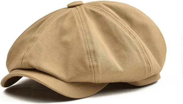 Men&#039;s Newsboy Flat Cap 100% Cotton Gatsby Ivy Golf Cabbie Hat (Khaki, 7 3/8)