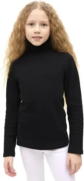 Lilax Girls' Basic Long Sleeve Turtleneck T-Shirt