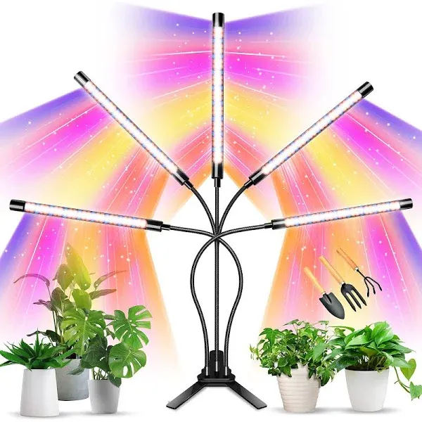 Grow Lights for Indoor Plants, 6000K 135 LEDs Light for Seed Starting with Full Spectrum, Clip Lights with Flexible Gooseneck，3/9/12H Timer, 10 Dimmable Levels, 3 Switch Modes