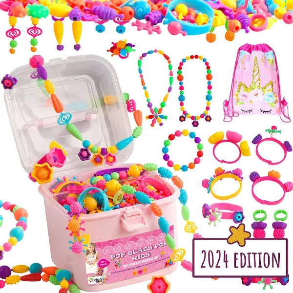 Pop Beads Jewelry Making Kit, 550+ Piece Set for Kids, Colorful Snap Beads