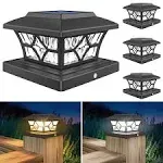 VOLISUN Solar Post Cap Lights Outdoor, Solar Powered Fence Post Cap Lights for 4x4 Vinyl/Wood Post, Black Waterproof Solar Deck Post Lights 4Pack 21153ZM