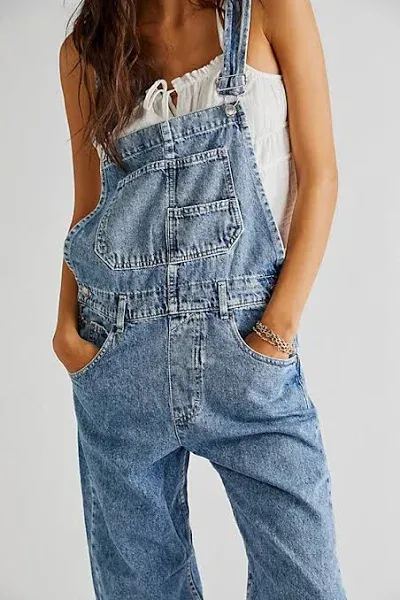 Free People Women's Denim Ziggy Overalls