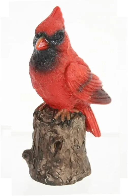 The Bridge Collection Little Cardinal Perched on a Branch Figurine - Red Bird on Stump Resin Tabletop Decoration - Memorial Cardinal