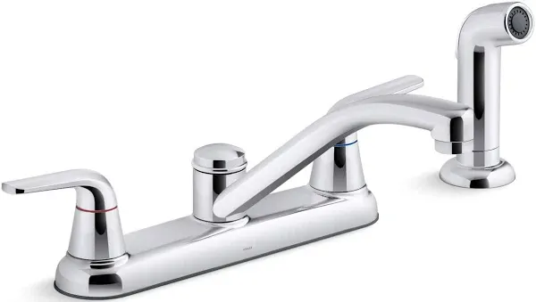 Kohler Jolt Two-Handle Kitchen Sink Faucet with Side Sprayer