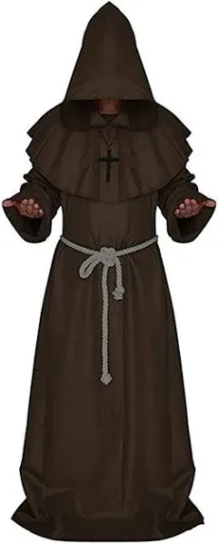 Medieval Hooded Monk Renaissance Priest Robe