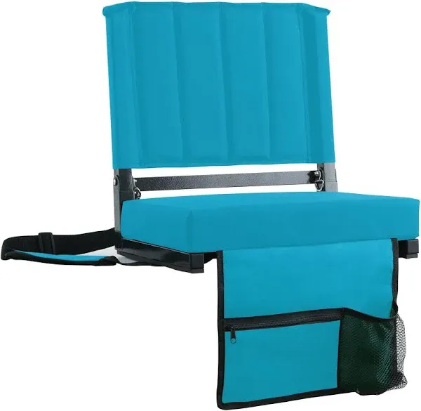 Sport Beats Navy Blue Stadium Seat for Bleachers with Back Support and Wide Padded Cushion Stadium Chair - Includes Shoulder Str