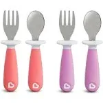 Munchkin Raise Toddler Fork and Spoon, 4 Pack, Pink/Purple