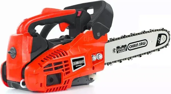 25.4CC Gas Top Handle Chainsaw w 12 inch Bar Chain 2-Stroke Engine Cut Tree Wood