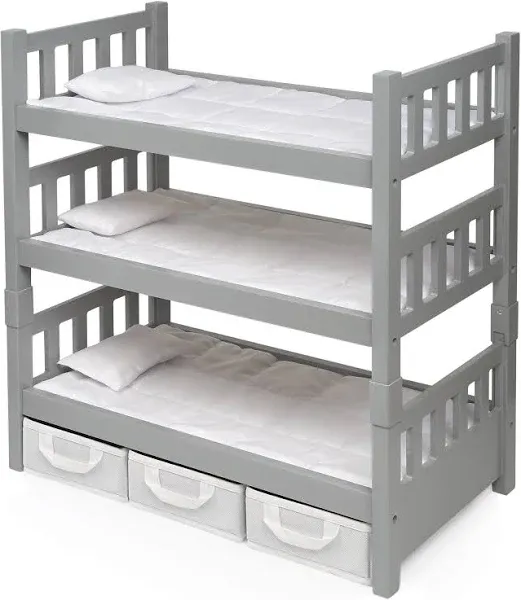 Badger Basket 1-2-3 Convertible Doll Bunk Bed with 3 Storage Baskets - Executive Gray