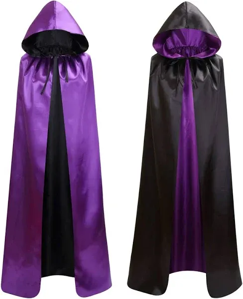 Unisex Reversible Hooded Cloak Cape For Christmas Halloween Party Vampires Cosplay Costumes