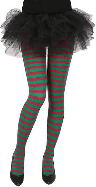 HDE Women's Striped Tights Opaque Microfiber Stockings Nylon Footed Pantyhose