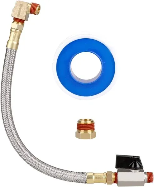 Hromee Extended Tank Drain Assembly Kit with 10 Inch Braided Steel Hose 1/4 Inch