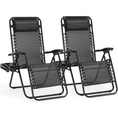 Zero Gravity Patio Chairs with Pillow and Cup Holder