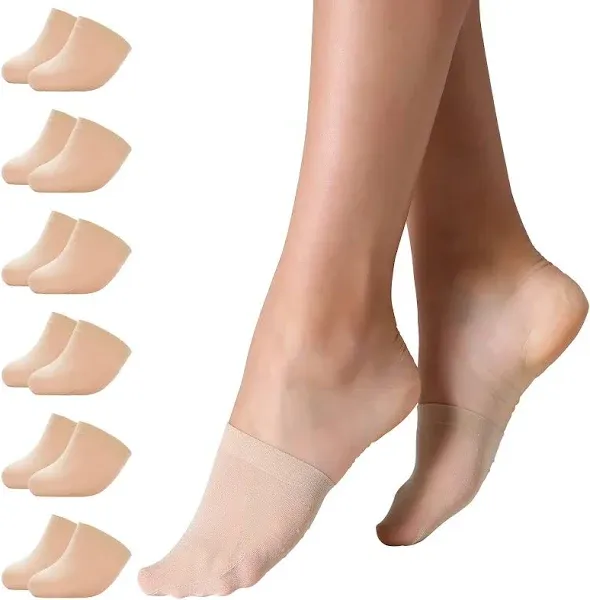 Manzi 6 Pairs Women Half Toe Topper Socks No Slip Toe No Show Liner Socks for Heels