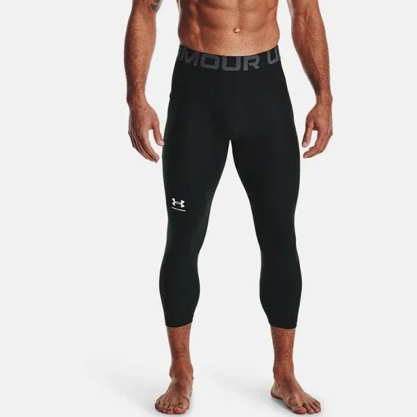 Under Armour HeatGear Mens Training Tights Black 3/4 Capri Gym Compression