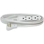 Slimline 2232 Flat Plug Extension Cord, 3-Wire, White, 13'