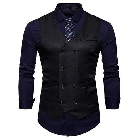 Men's Double Breasted Slim Fit Suit Vest