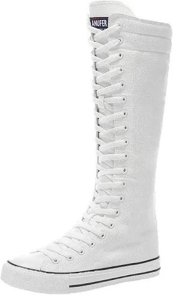 Momuk Women's Fashion Lace Up Knee High Canvas Zip Boots Girls Fancy School Shoes